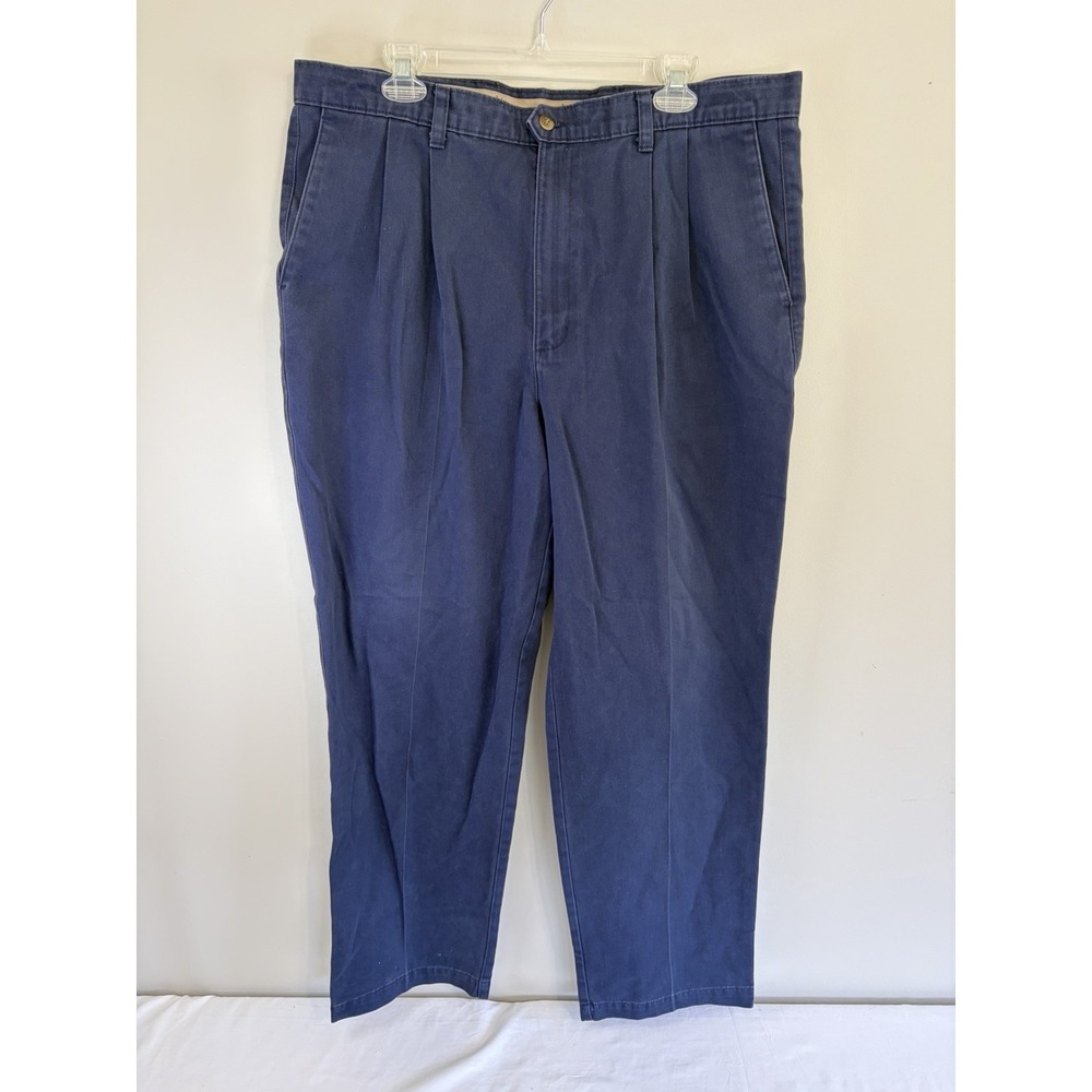 Vintage  Pleated Khakis Distressed Cotton 90s Dockers Navy Blue 40x32